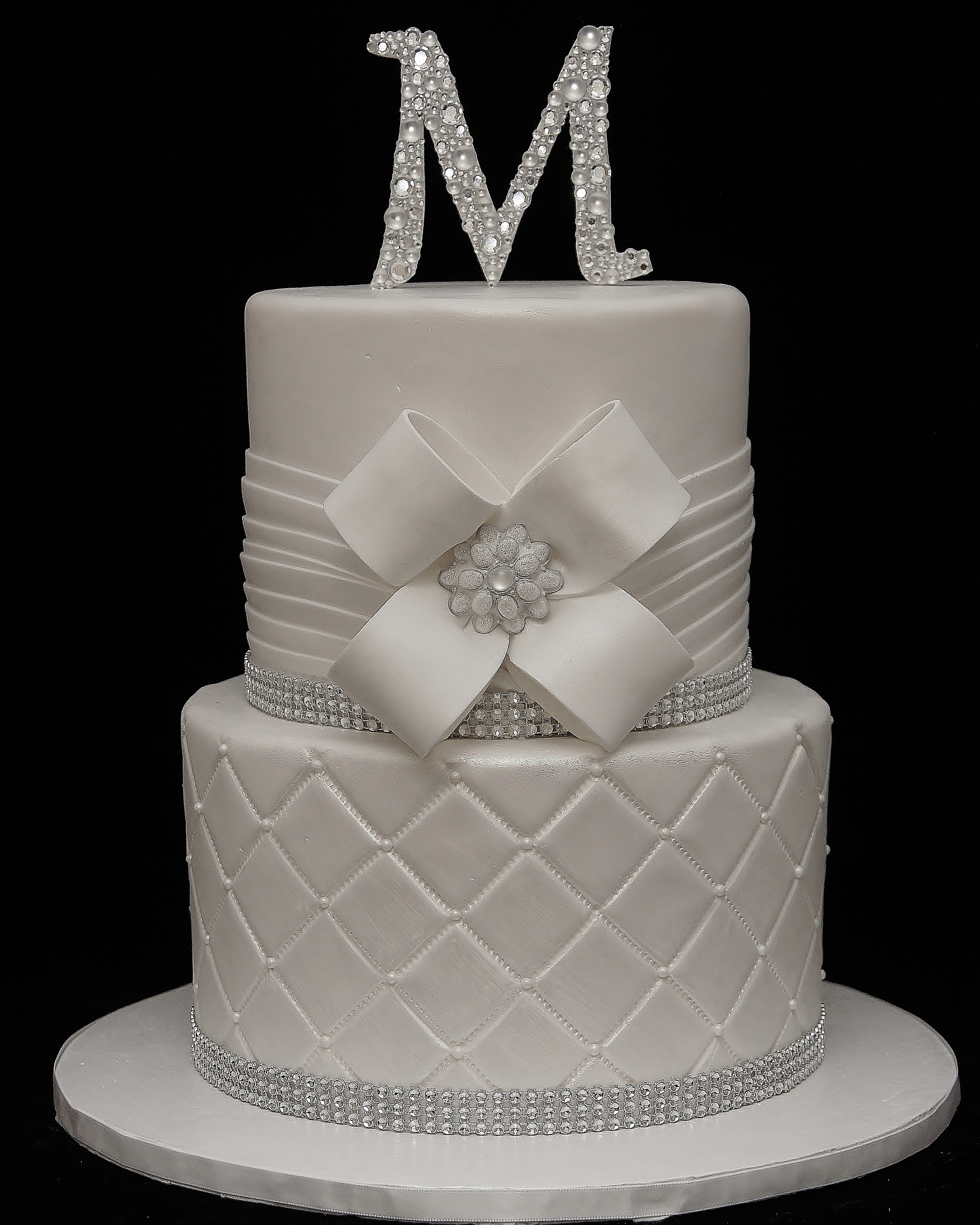 Elegant Wedding Cakes With Bling
 White on White Wedding Cake with Bling Cake in Cup NY