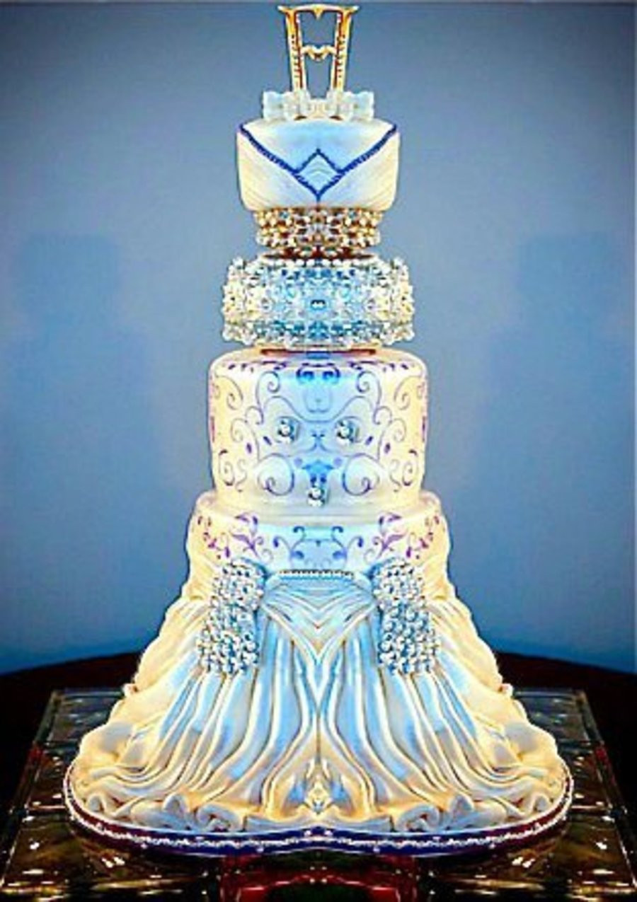 Elegant White Wedding Cakes
 Elegant Blue And White Wedding Cake CakeCentral