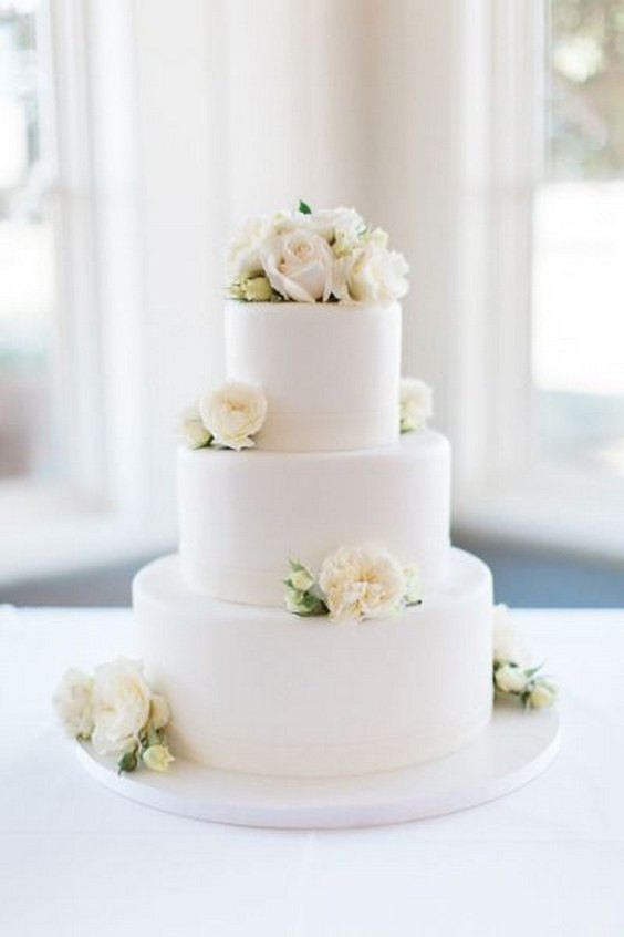 Elegant White Wedding Cakes
 60 Simple & Elegant All White Wedding Color Ideas