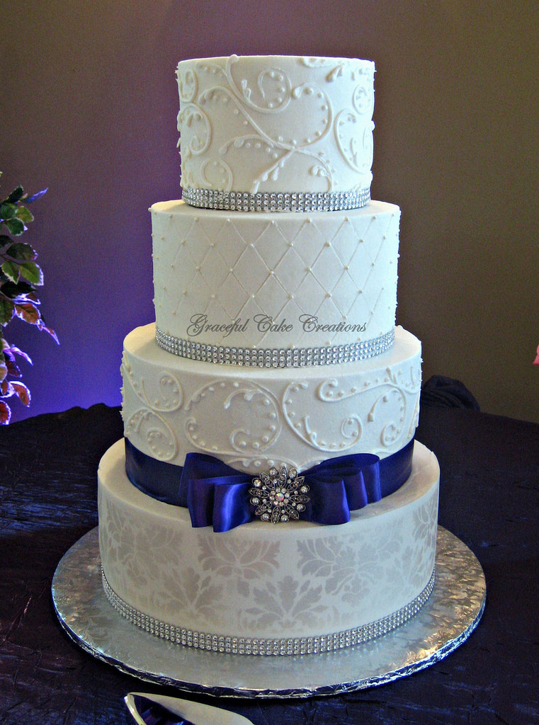 Elegant White Wedding Cakes
 Elegant White Damask Wedding Cake a photo on Flickriver