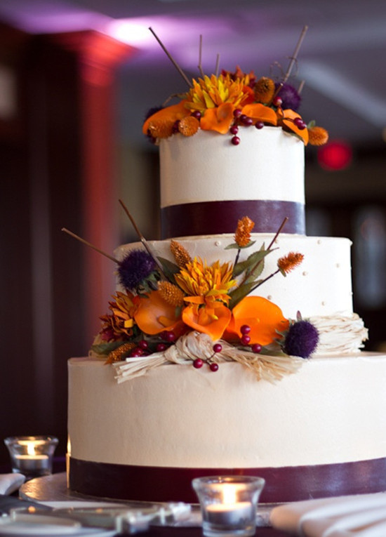 Fall Themed Wedding Cakes
 Fall Wedding Ideas And Invitations Purple And Orange Wedding