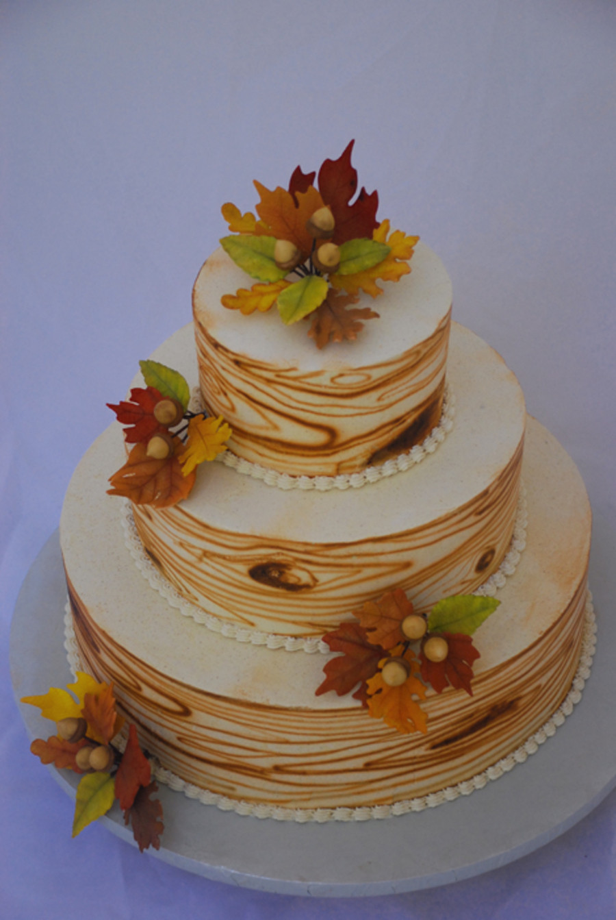 Fall Wedding Cakes With Leaves
 Wood Grain Fall Leaves Autumn Cake CakeCentral