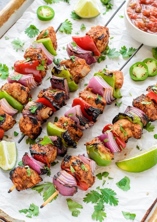 Fast Healthy Dinner
 Fajita Chicken Kebabs