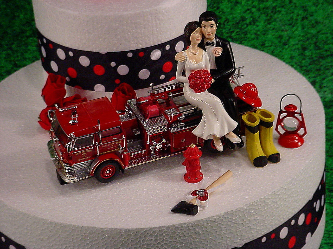 Fire Truck Wedding Cakes
 NO Fire Bride and Groom Firefighter Wedding Cake Topper Custom