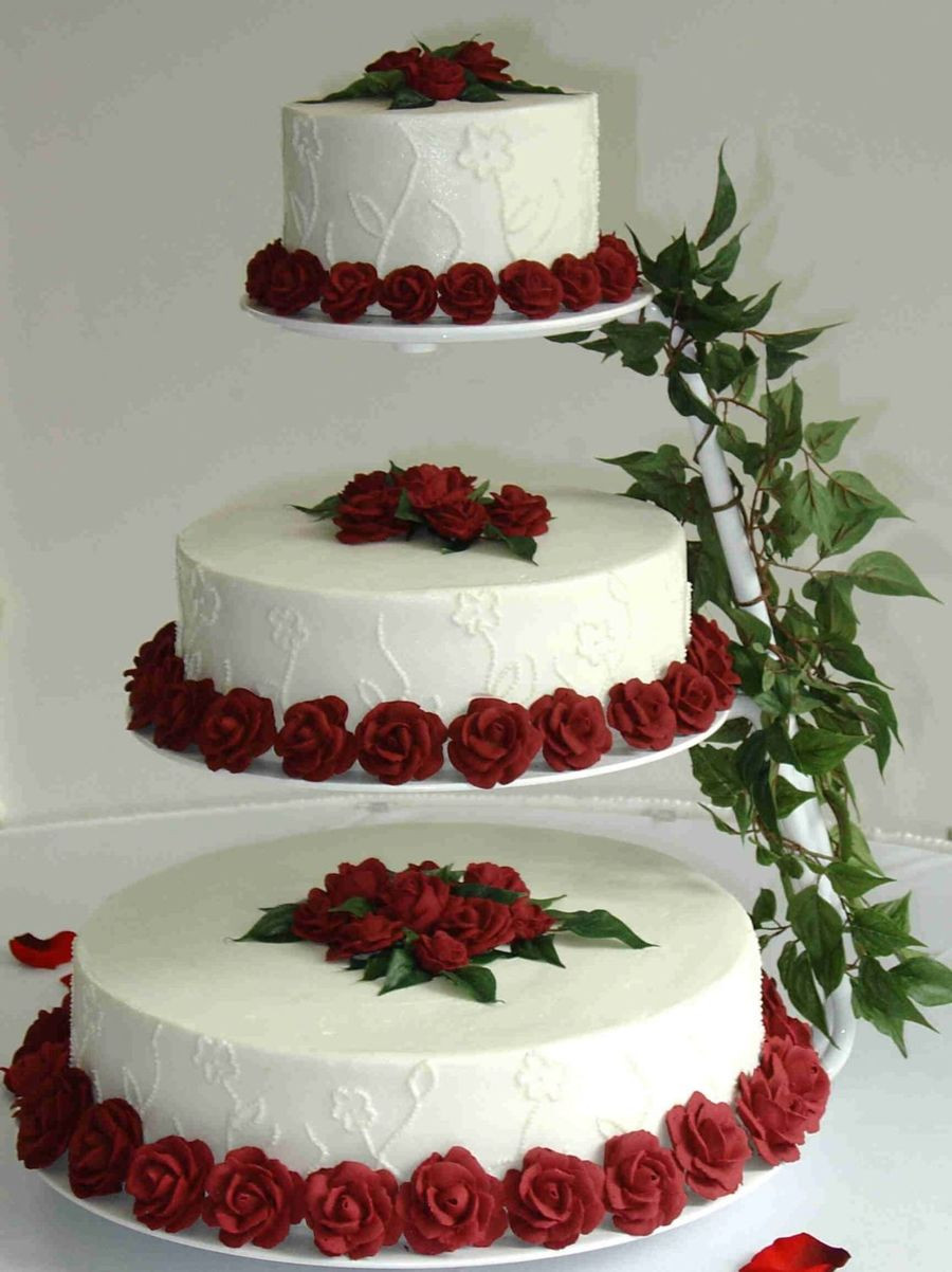 Floating Cake Stand Wedding Cakes
 Floating Cake With Embroidered Flowers And Royal Roses