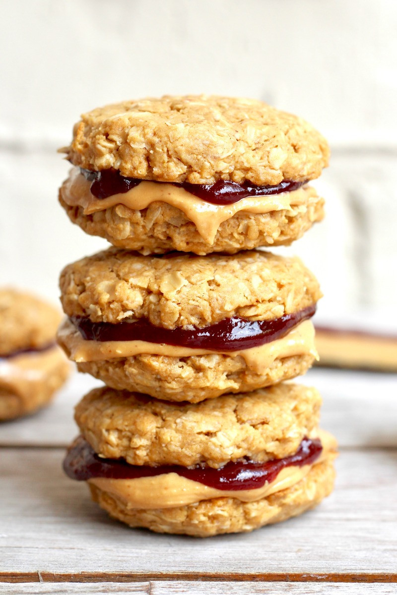 Flourless Oatmeal Cookies Healthy
 Healthy Flourless Peanut Butter & Jelly Cookie Sandwiches