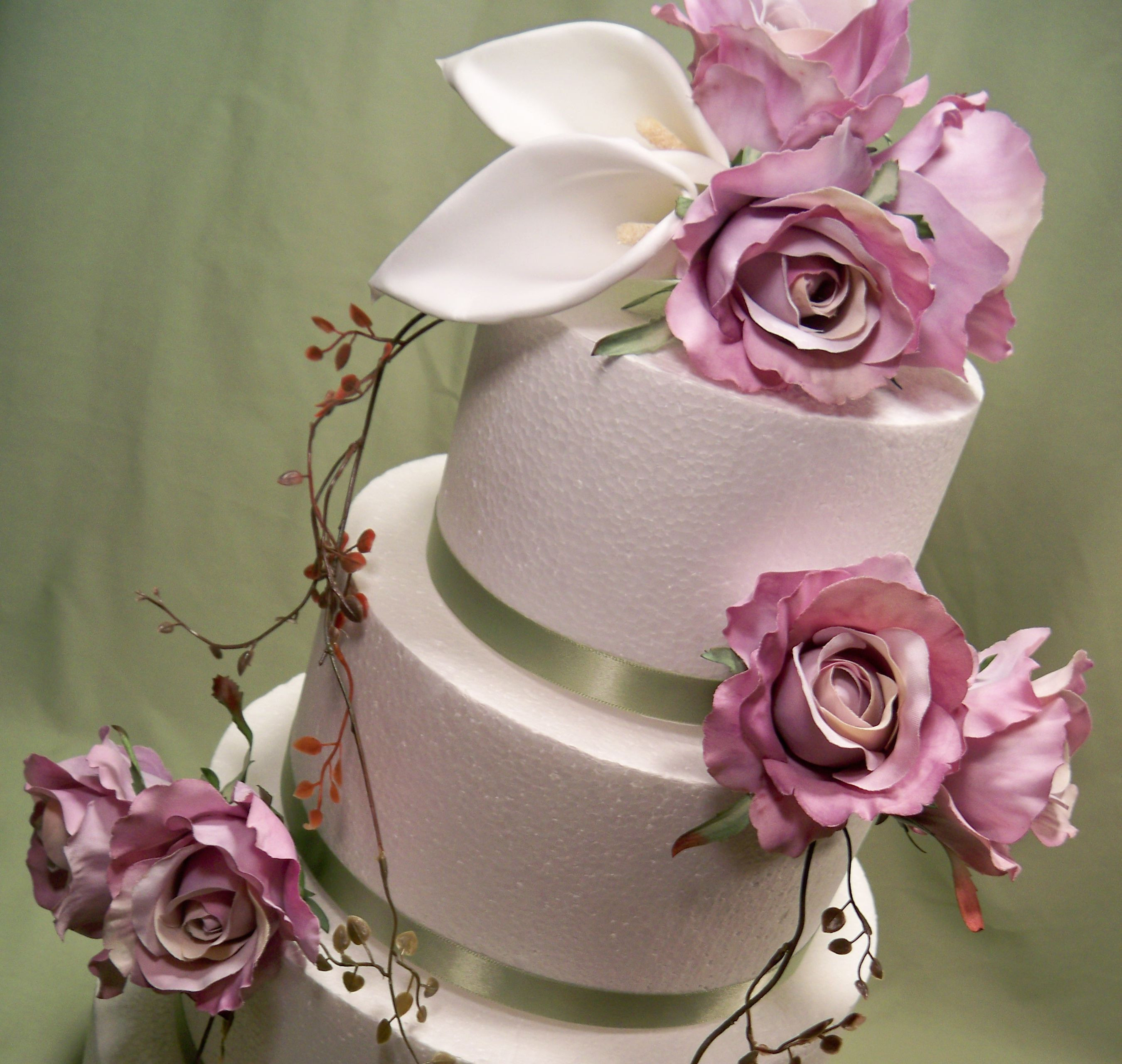 Flowers For Wedding Cakes Artificial
 Lavender Rose and White Calla Lily Silk Flower Wedding