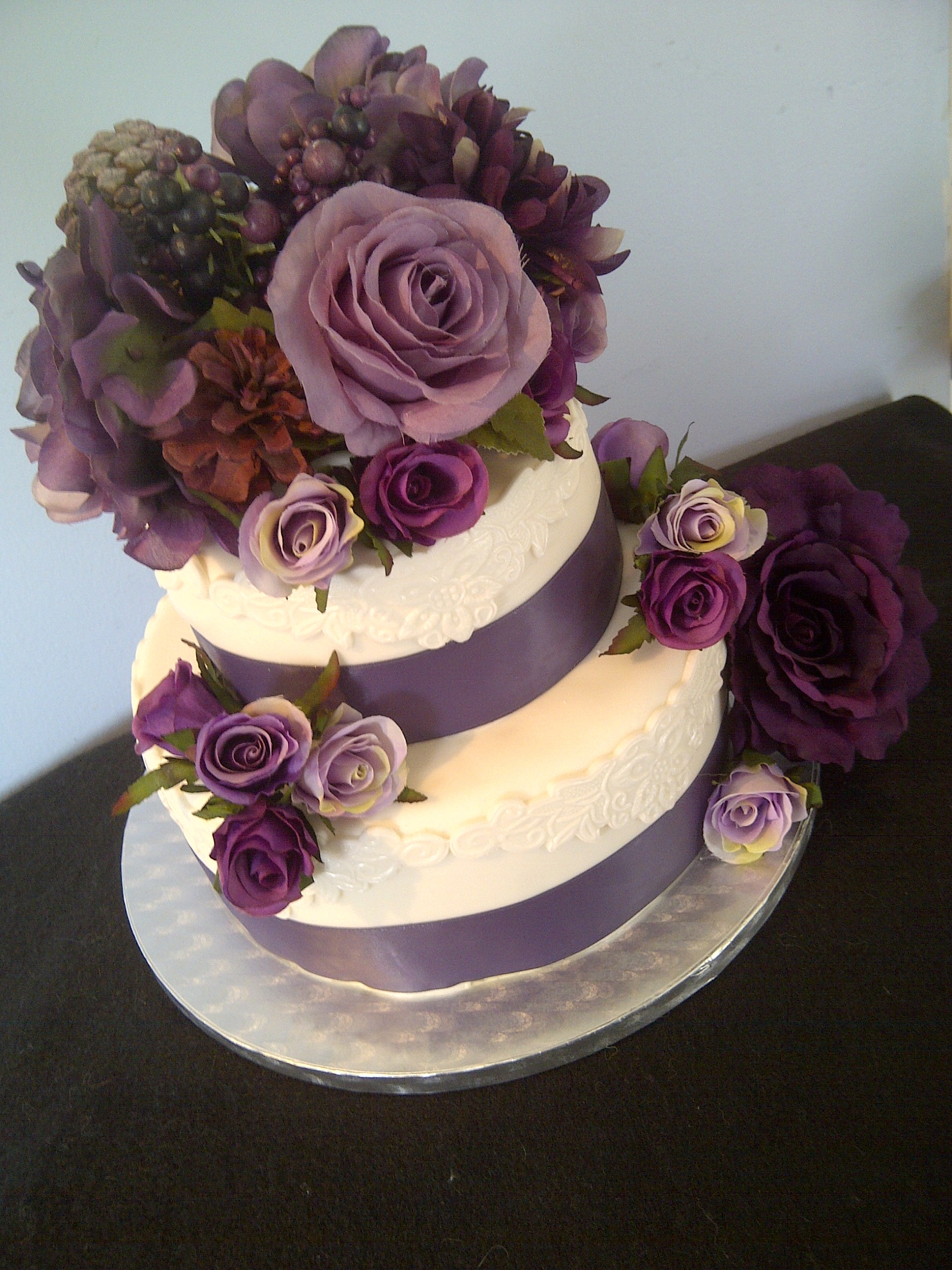 Flowers For Wedding Cakes Artificial
 Wedding Cake With Silk Flowers Vanilla Cake With Swiss