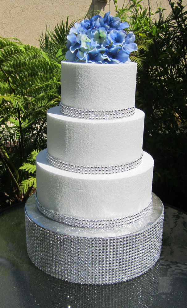 Foam Wedding Cakes
 Round Wedding Cake Stand Rhinestone Mesh Foil cake board