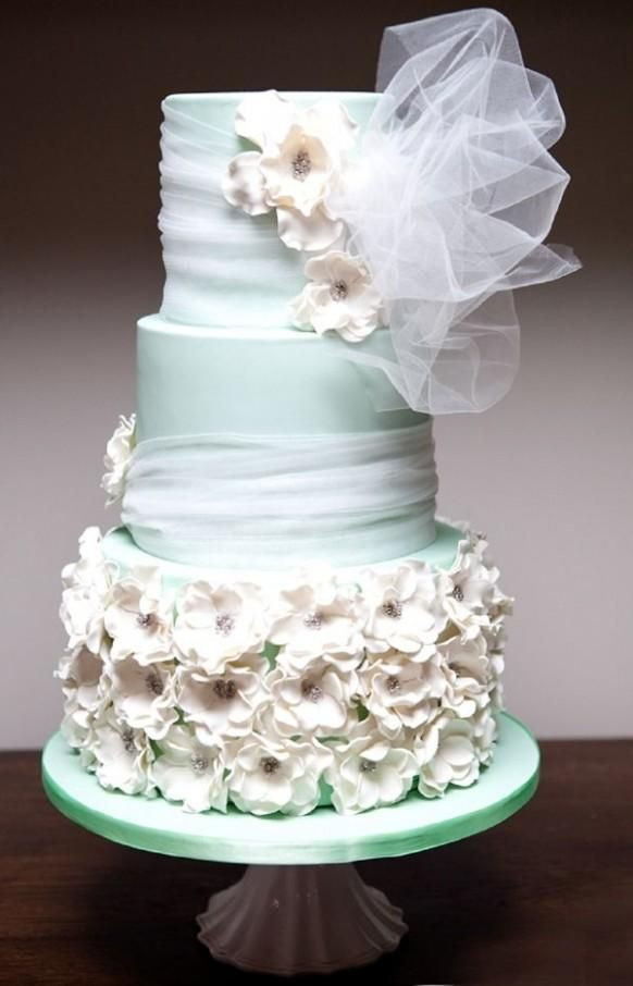 Foam Wedding Cakes
 Green Wedding Seafoam Green Wedding Cake Weddbook