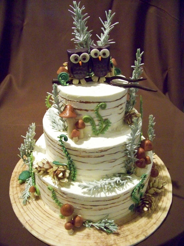 Forest Wedding Cakes
 winter forest inspired with owls wedding cake