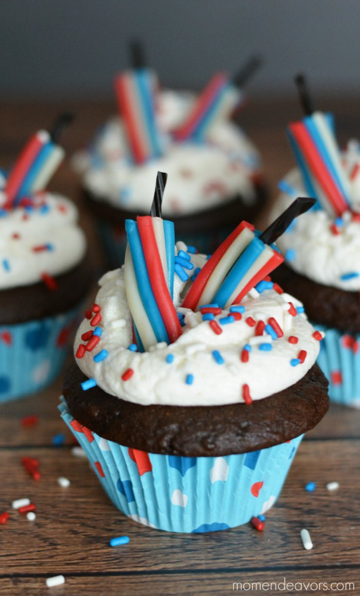 Fourth Of July Cupcakes
 Patriotic Firecracker Cupcakes