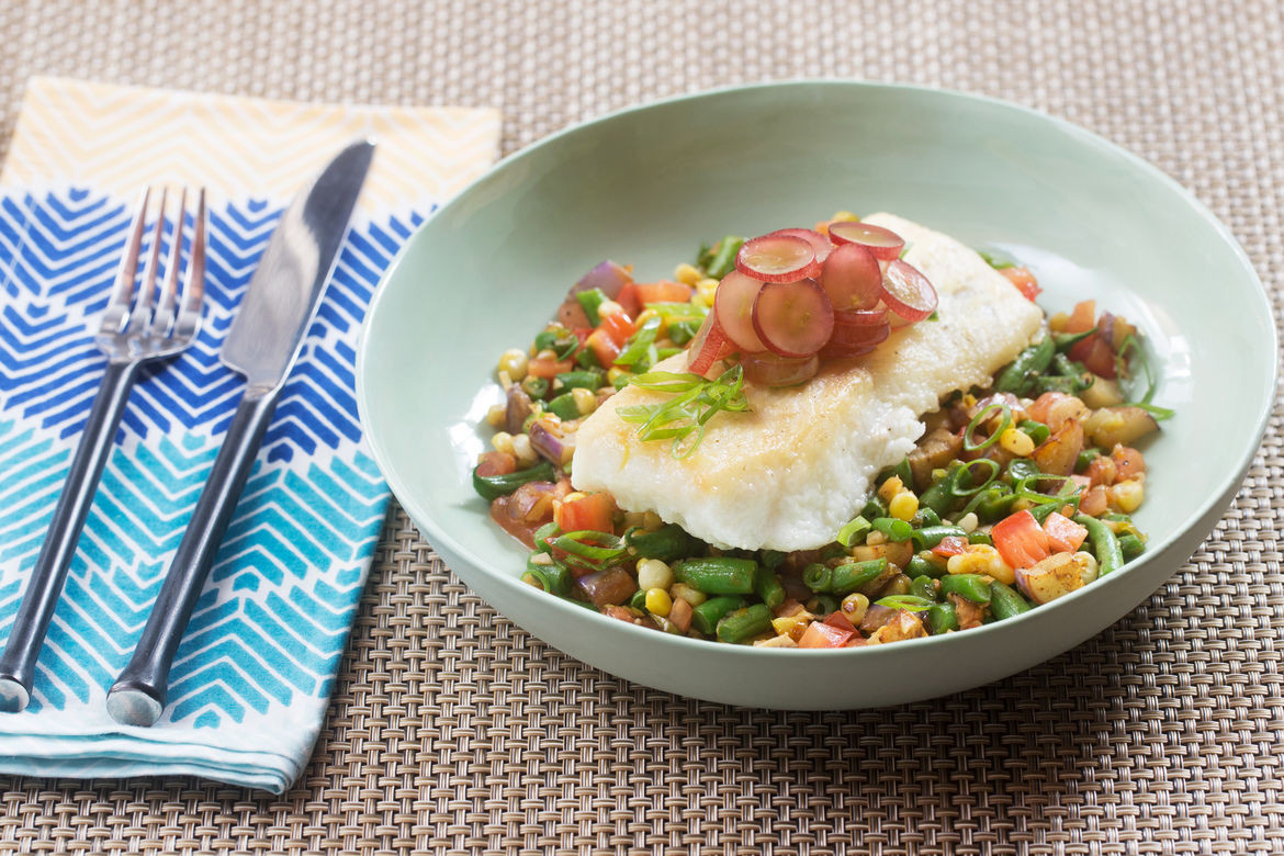 French Summer Recipes
 Recipe Seared Cod & Summer Succotash with Fairy Tale