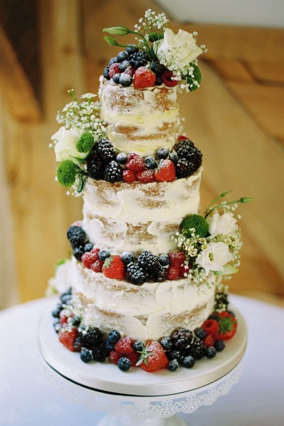 Fruit Wedding Cakes
 35 Delicious Semi Naked Wedding Cakes Weddingomania