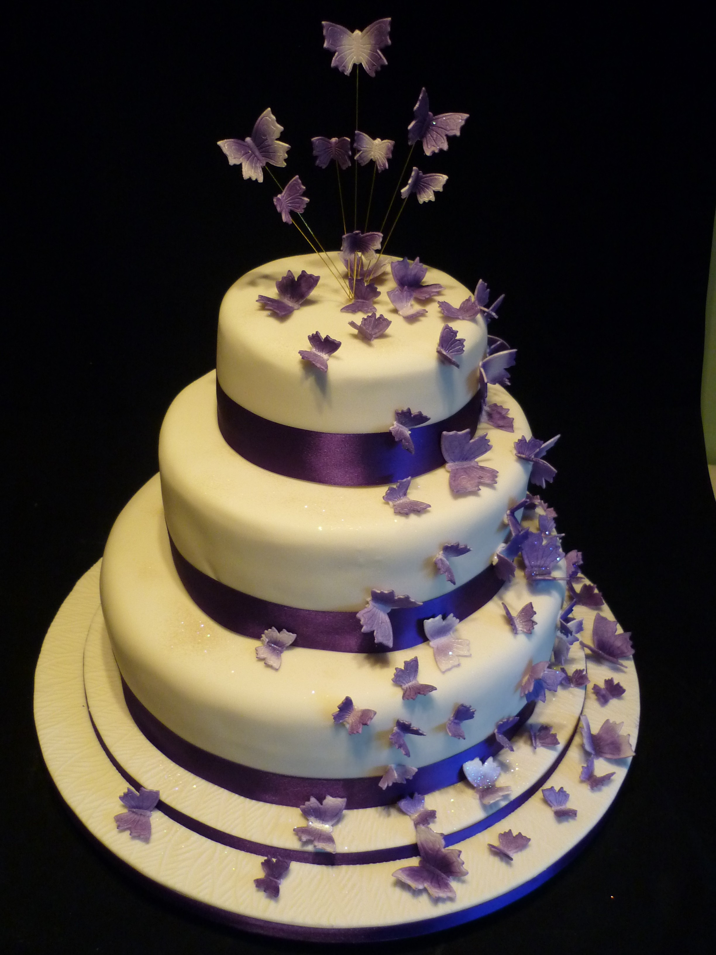 Frys Wedding Cakes
 3 tier Purple butterflies