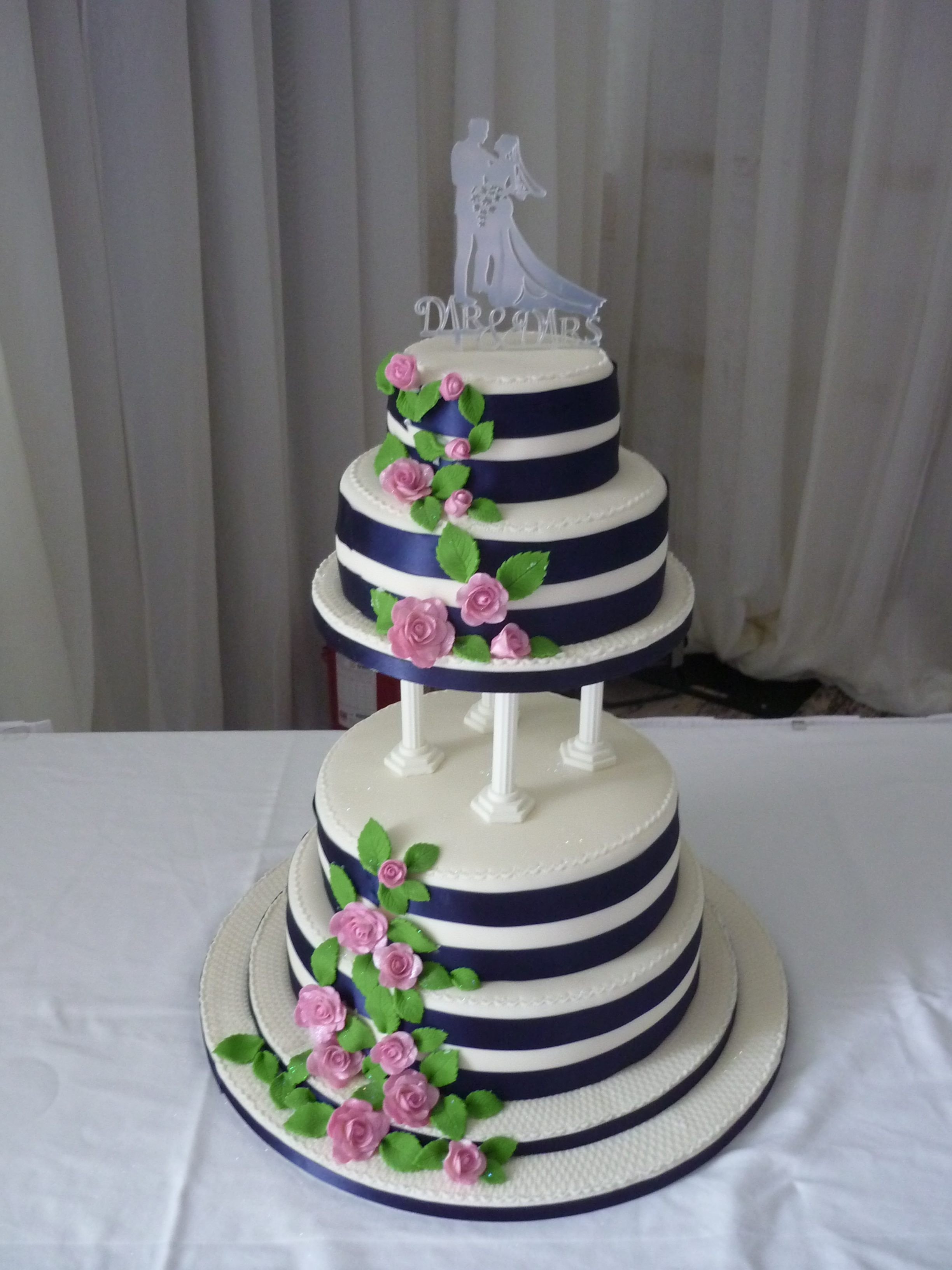 Frys Wedding Cakes
 4 tier double ribbon wedding cake
