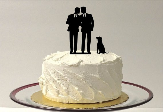 Gay Wedding Cakes
 MADE In USA Gay Wedding Cake Topper DOG Same Cake