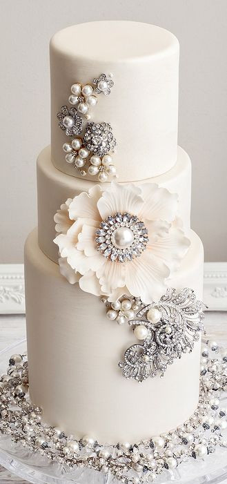 Glam Wedding Cakes
 30 White Wedding Cake Designs That Will Leave You Wanting e