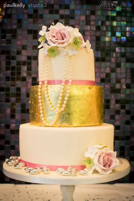 Gold Leaf Wedding Cakes
 roses and gold leaf wedding cake cake by