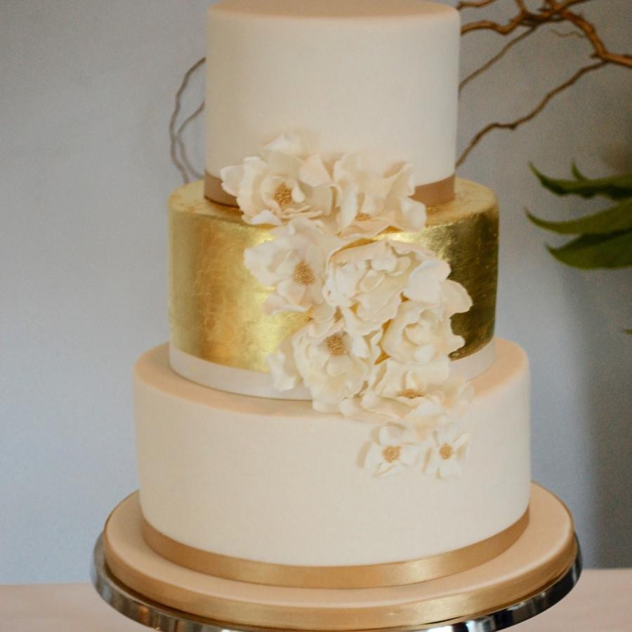 Gold Leaf Wedding Cakes
 Gold Leaf Wedding Cake Cake by Claire Davies CakesDecor