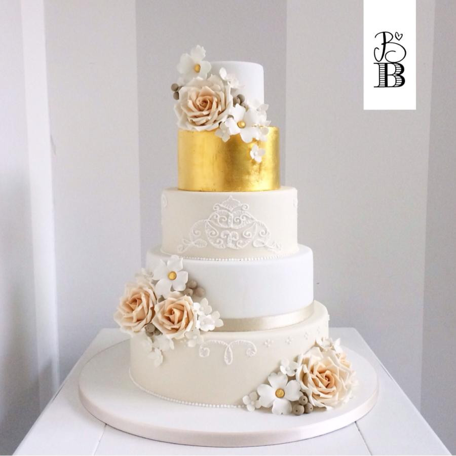 Gold Leaf Wedding Cakes
 Gold leaf wedding cake Cake by Bella s Bakery CakesDecor