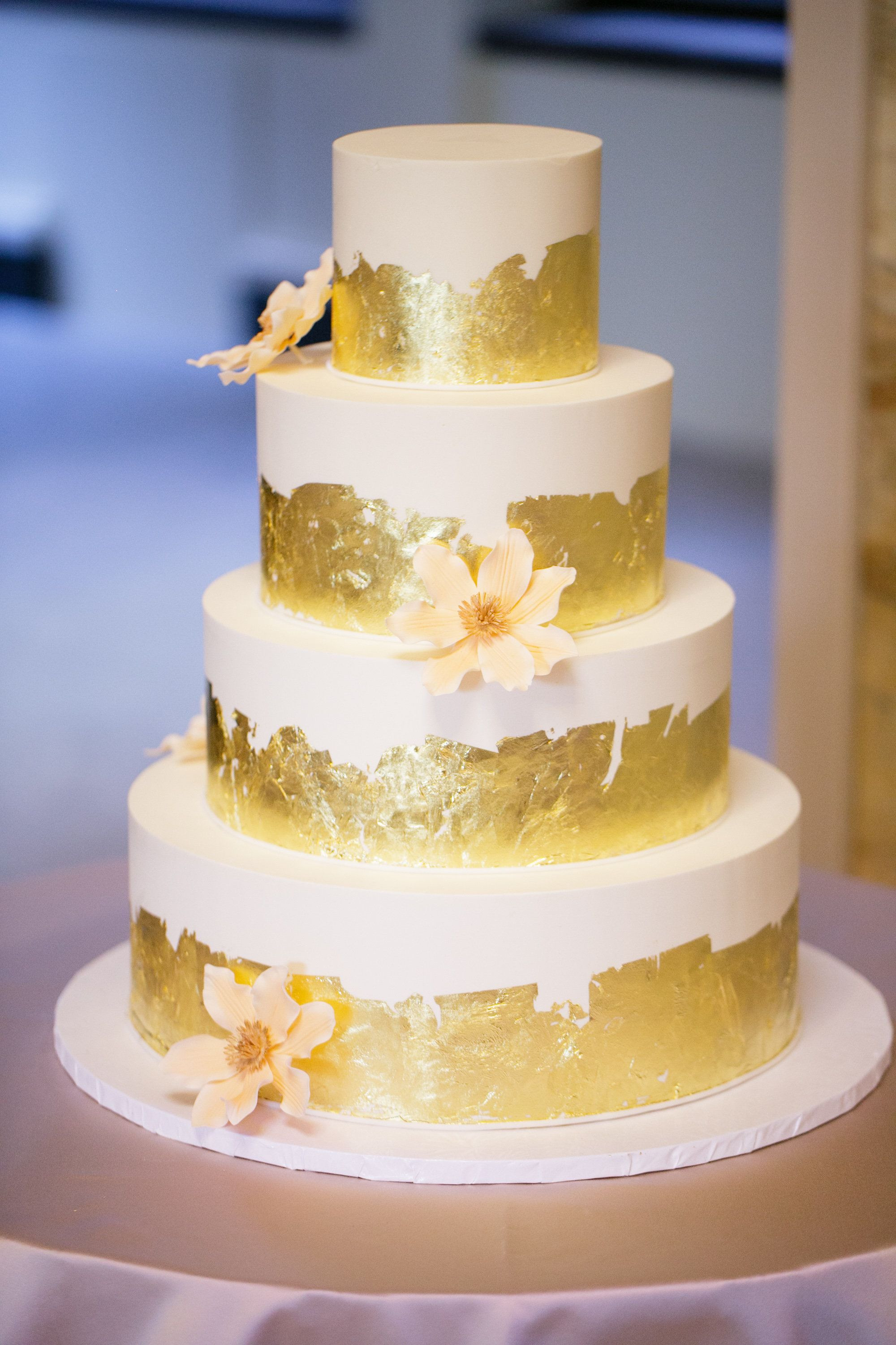 Gold Leaf Wedding Cakes
 Gold Leaf and Sugar Flower Wedding Cake