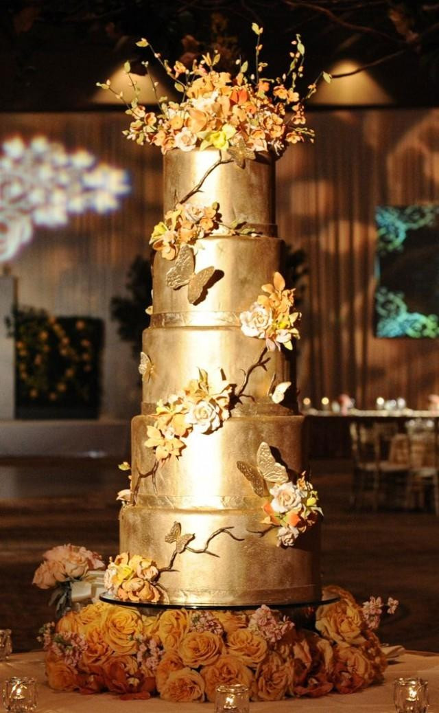 Gold Wedding Cakes
 Gold Wedding White & Gold Wedding Cakes Weddbook