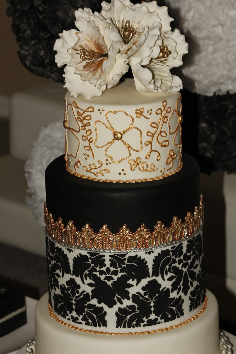 Gold Wedding Cakes
 Wedding Cake Black&white Silver Gold CakeCentral