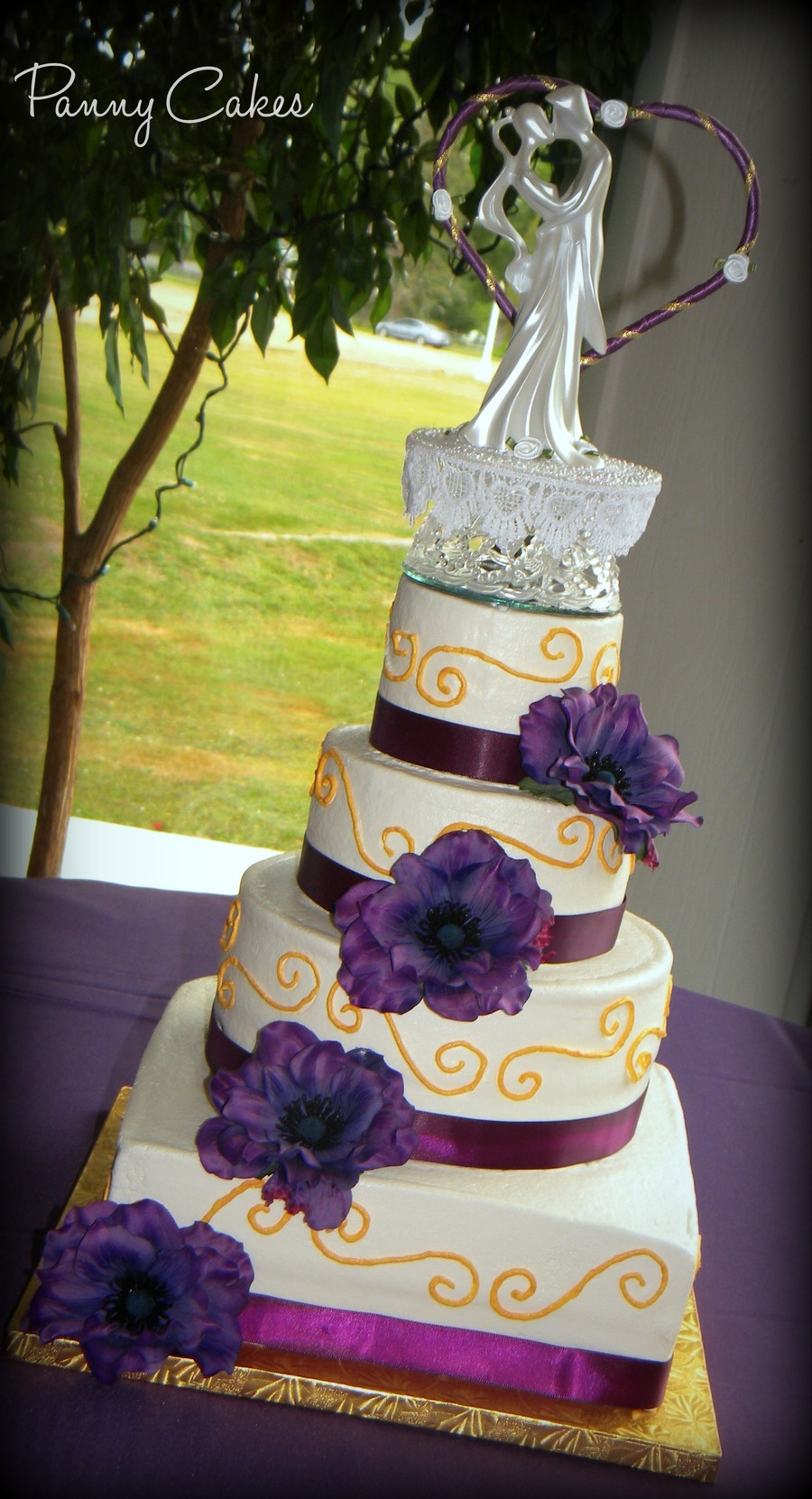 Gold Wedding Cakes
 Purple & Gold Wedding Cake CakeCentral