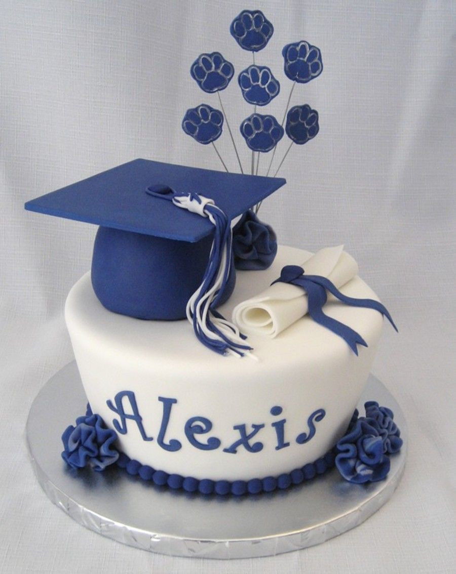 Graduation And Birthday Cake
 High school graduation cake and cupcakes