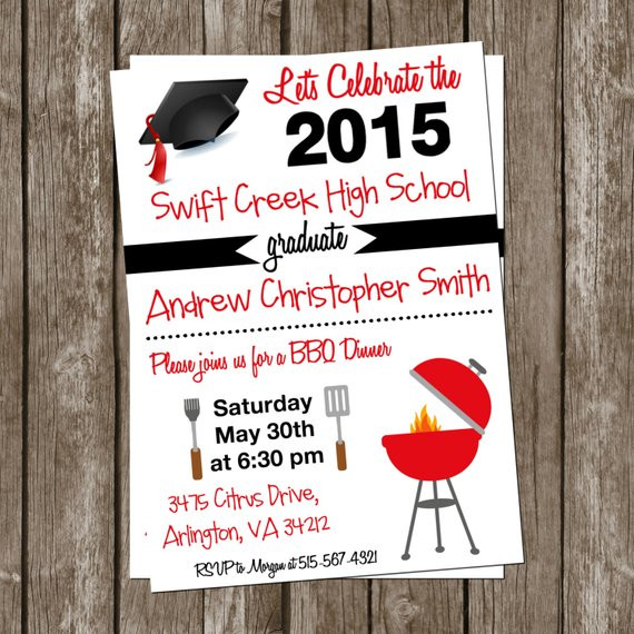 Graduation Dinner Invitation
 Black and Red BBQ Graduation Dinner Invitation