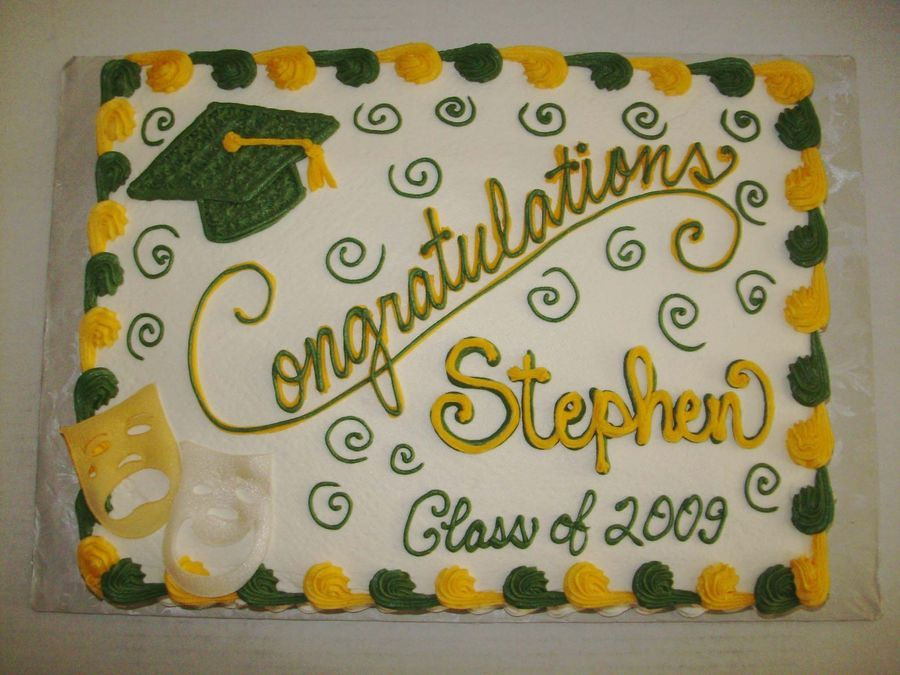 Graduation Sheet Cake Ideas
 Green and Gold Graduation Cake buttercream icing