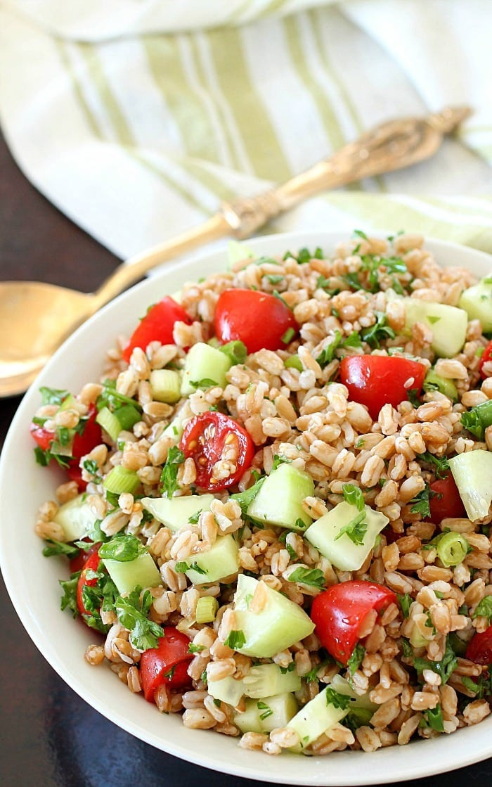 Greek Side Dishes Healthy
 Easy Greek Farro Salad plus a Giveaway Yummy Healthy Easy