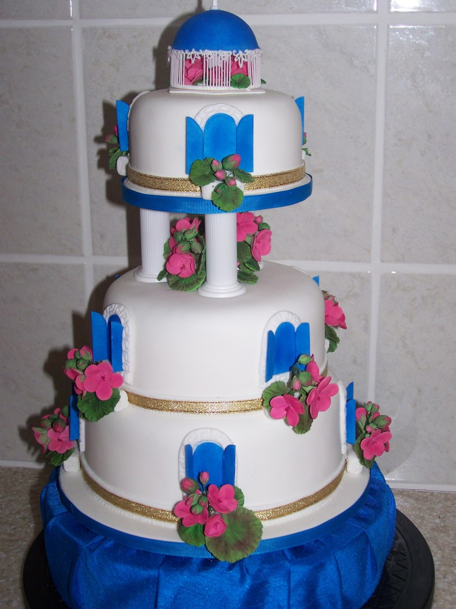 Greek Wedding Cakes
 Blue Greek Themed Wedding CakeCentral