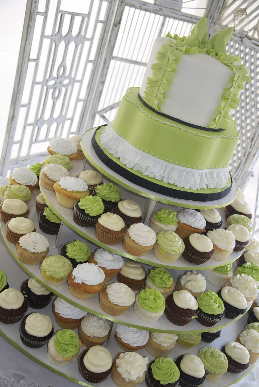 Green And White Wedding Cake
 Apple Green And White Wedding Cake cupcake Tower