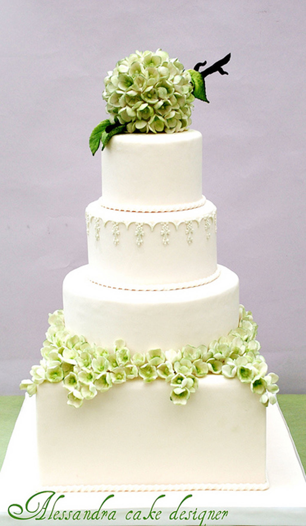 Green And White Wedding Cake
 Green Modern Hydrangea Wedding Cake Wedding Cake Cake