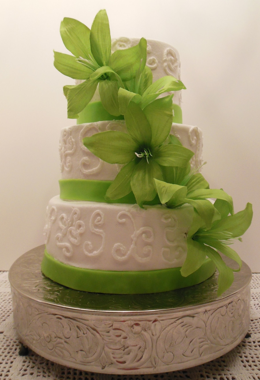 Green And White Wedding Cake
 Lime Green And White Wedding Cake CakeCentral