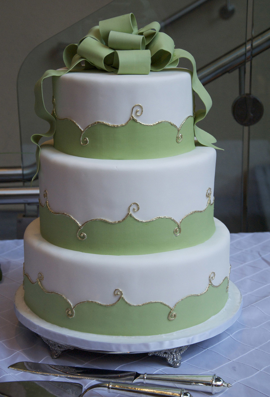 Green And White Wedding Cake
 Elegant White Green Gold Wedding Cake CakeCentral