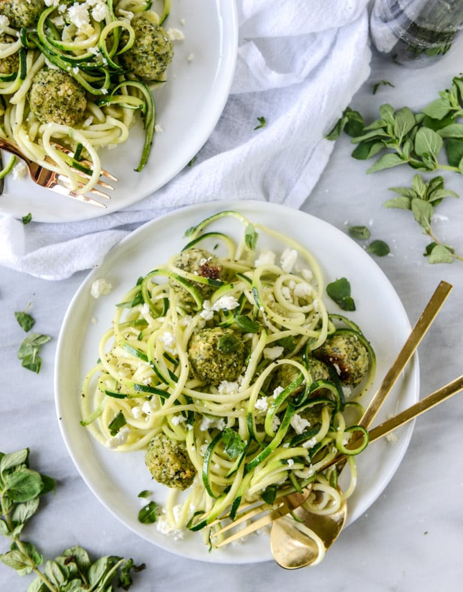 Ground Chicken Recipes Healthy
 Zucchini Noodles With Mini Chicken Feta and Spinach