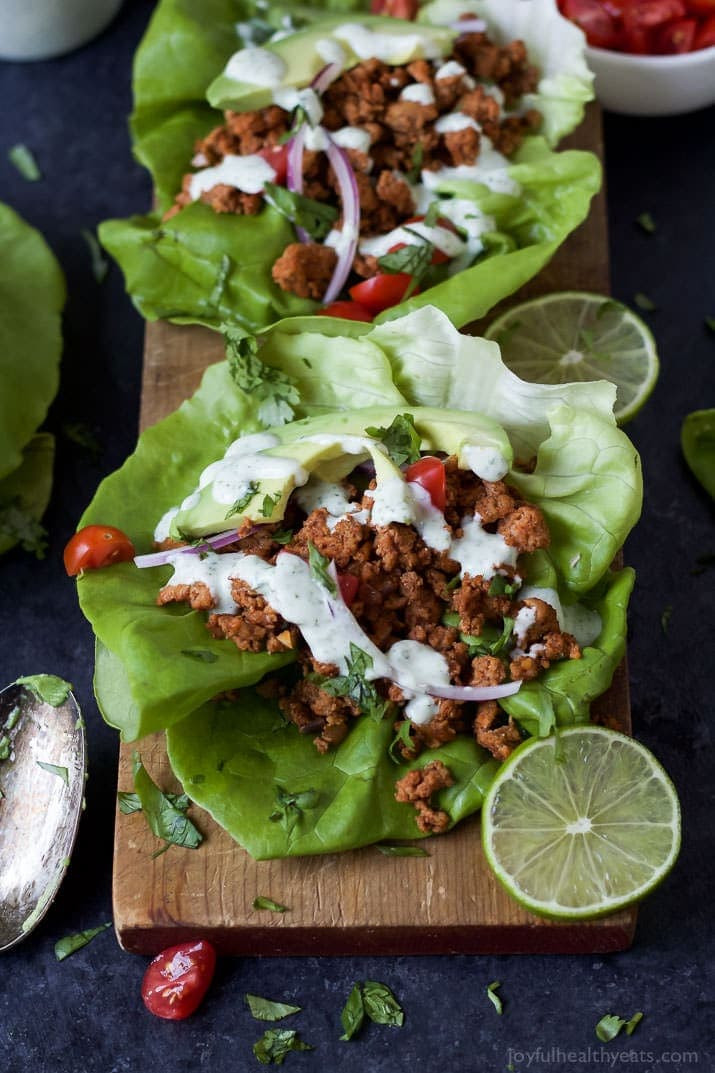 Ground Turkey Tacos Healthy
 Ground Turkey Tacos in Lettuce Wraps with Cilantro Lime Crema