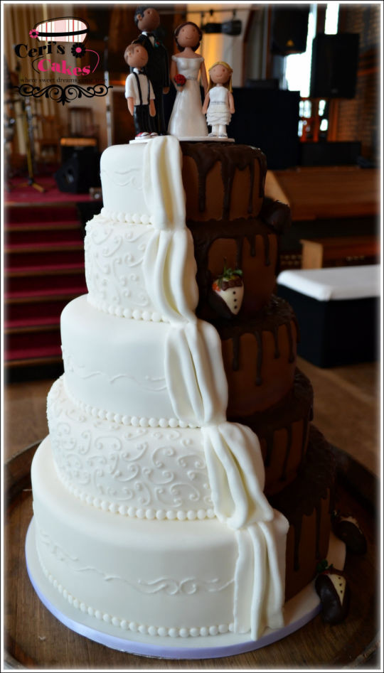 Half And Half Wedding Cakes
 5 Tier half and half wedding cake Cake by Ceri s Cakes