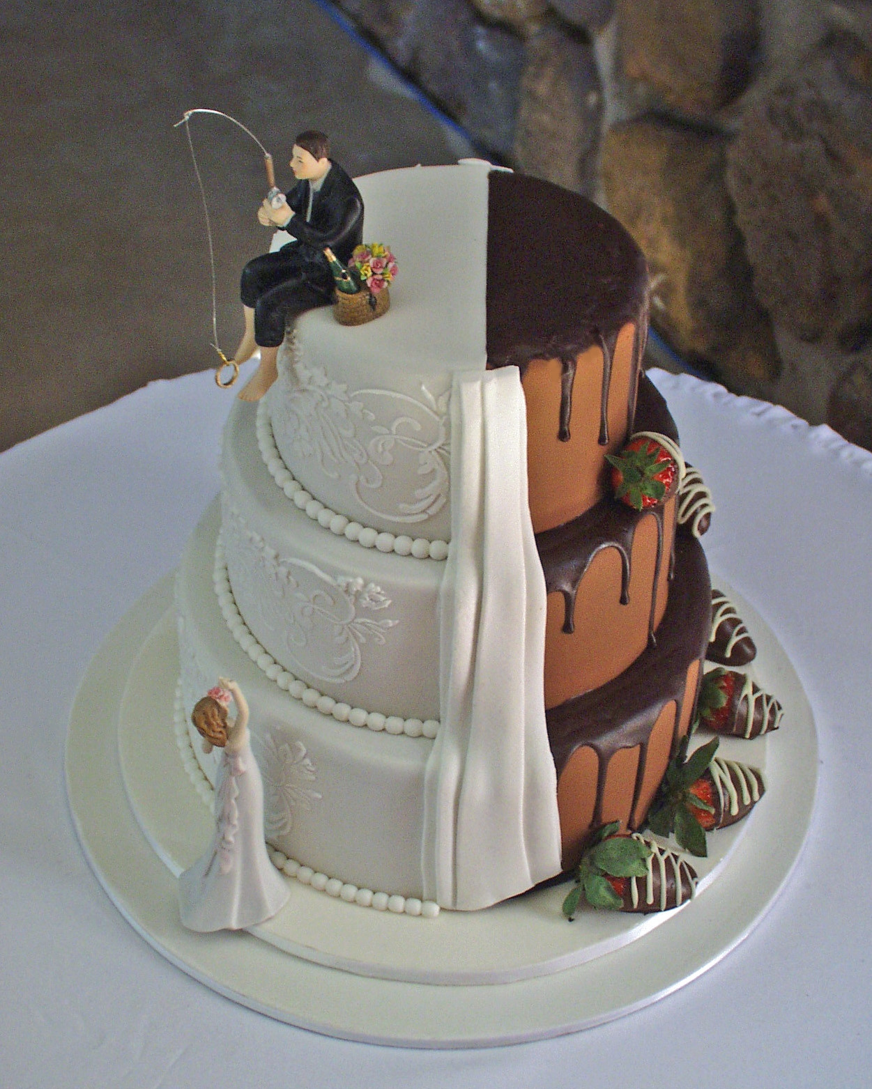 Half And Half Wedding Cakes
 "half And Half" Wedding Cake CakeCentral