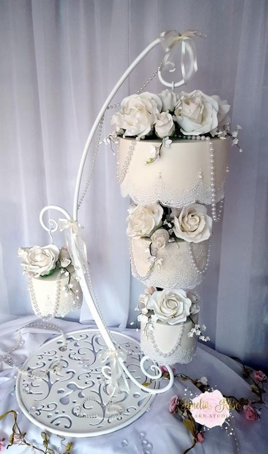 Hanging Wedding Cakes
 Simplicity hanging chandelier cake cake by Amelia Rose