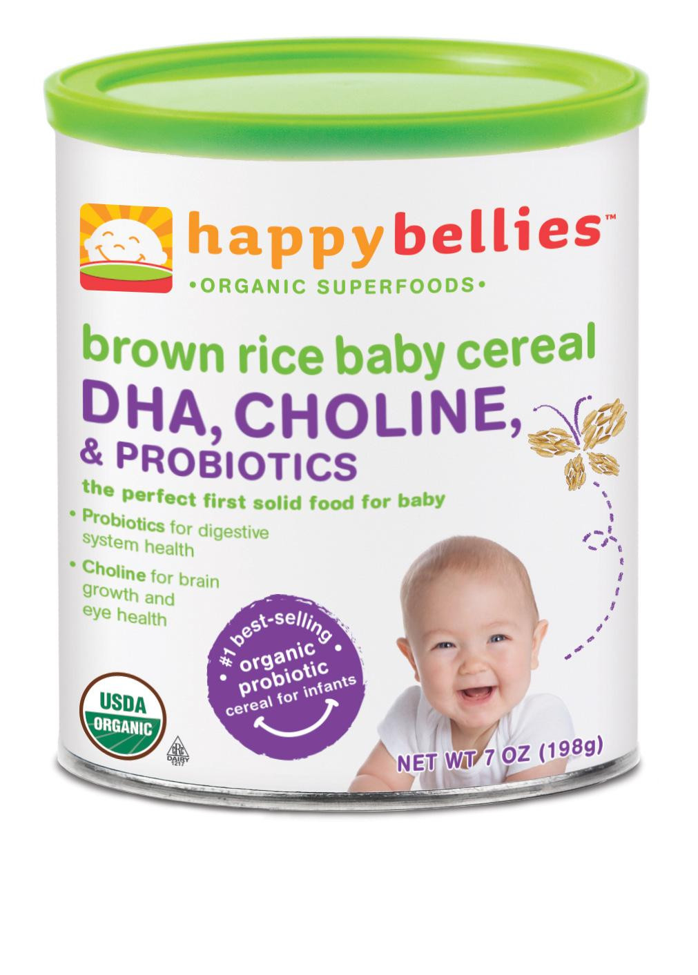 Happy Bellies Organic Brown Rice Cereal
 Amazon Happy Bellies Organic Baby Cereal with DHA