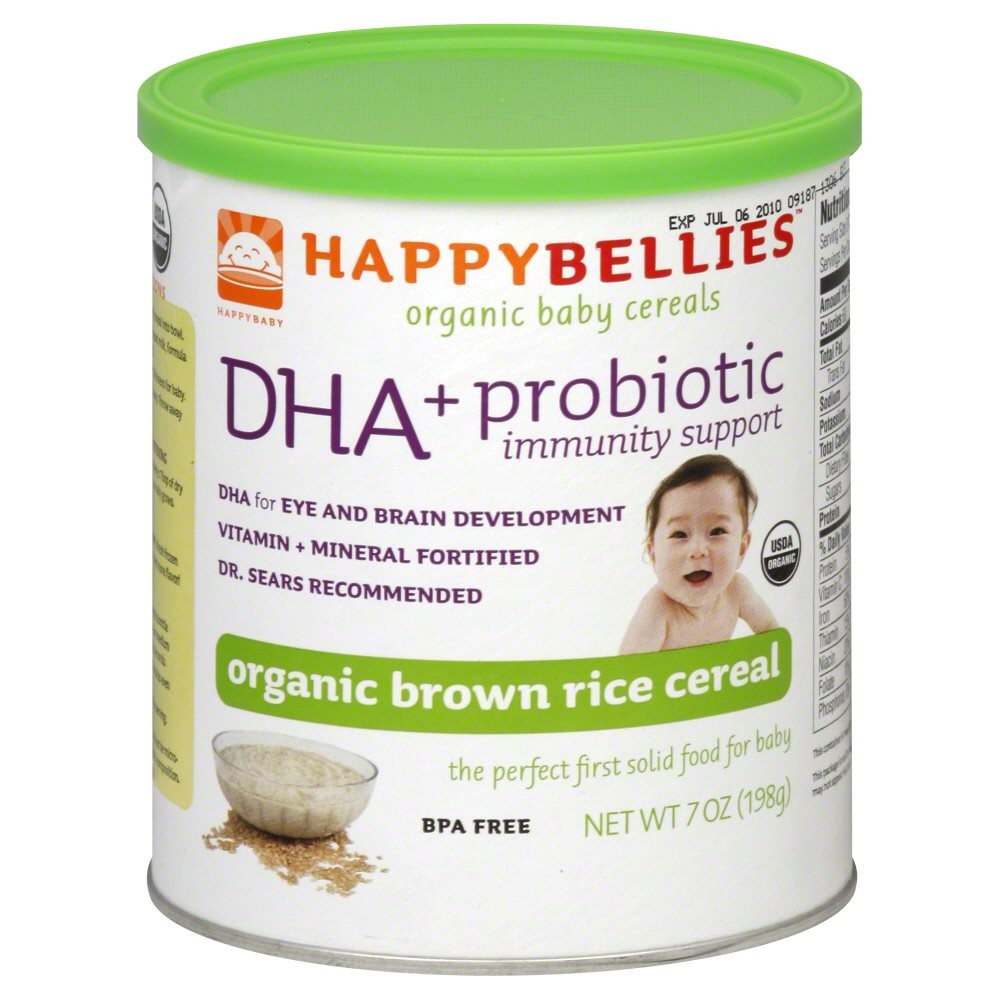 Happy Bellies Organic Brown Rice Cereal
 Jet Happy Bellies Organic Baby Cereal with DHA