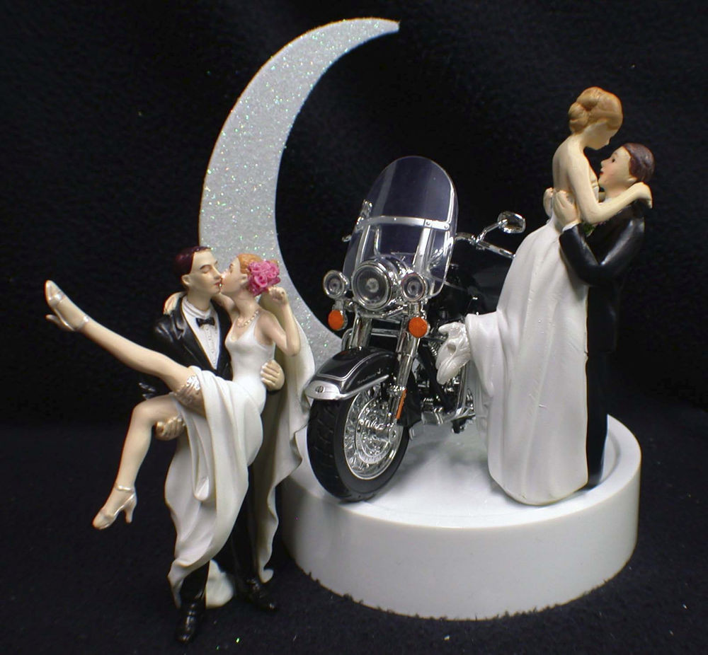 Harley Davidson Cake Toppers Wedding Cakes
 Wedding Cake Topper w Harley Davidson Motorcycle Black