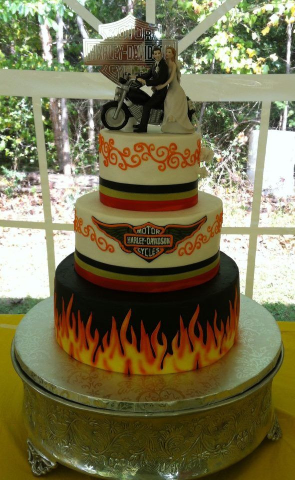 Harley Wedding Cakes
 buttercream icing with fondant accents Harley Davidson