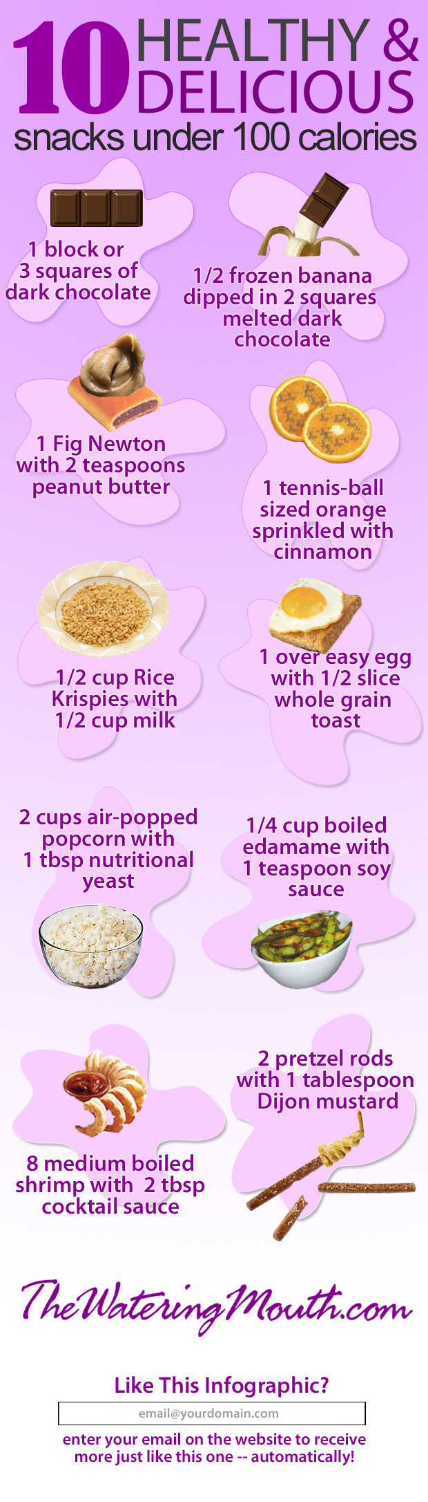 Healthy And Tasty Snacks
 Top 10 Calories Infographics Infographics