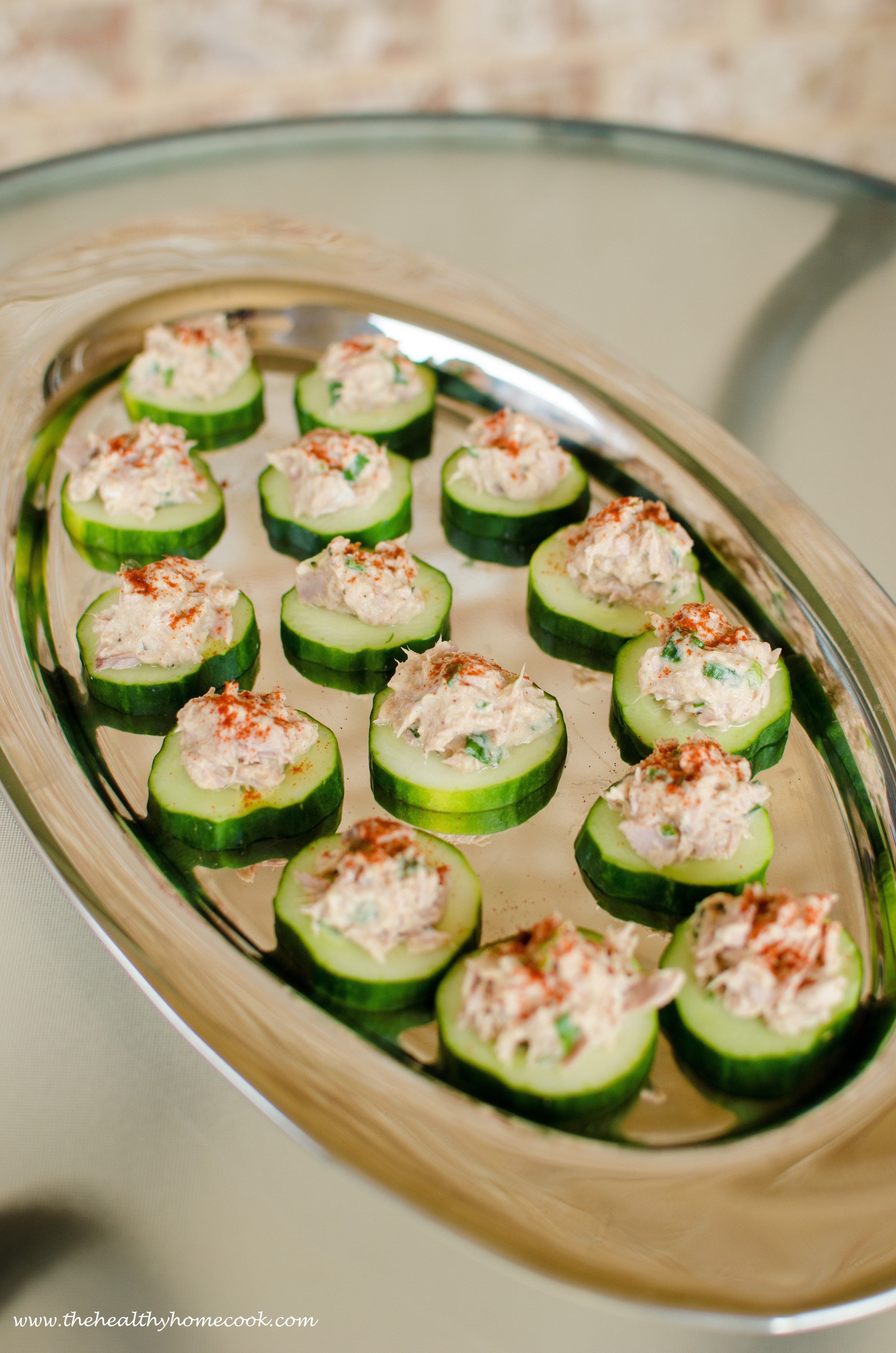 Healthy Appetizers For A Crowd
 Cucumber Bites with Tuna – The Healthy Home Cook