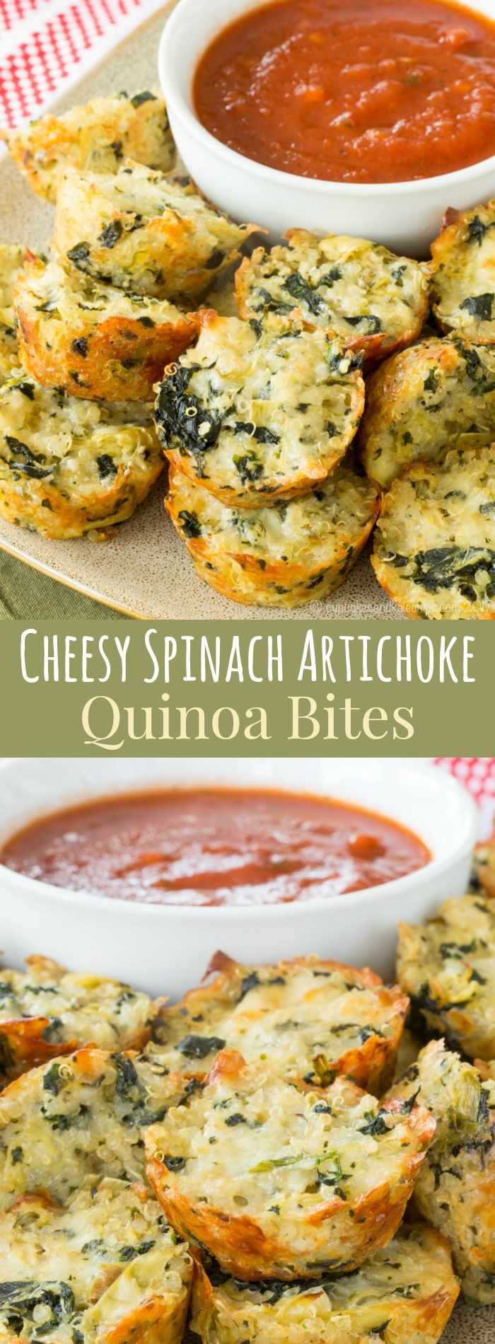 Healthy Appetizers Recipes
 Cheesy Spinach Artichoke Quinoa Bites Recipe